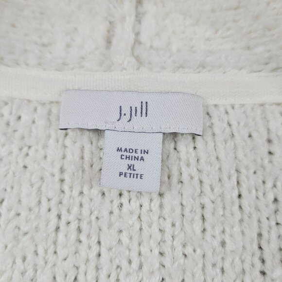J Jill Cardigan Womens XL Petite Cream Cozy Coastal Chic Neutral Textured Duster - Picture 3 of 9